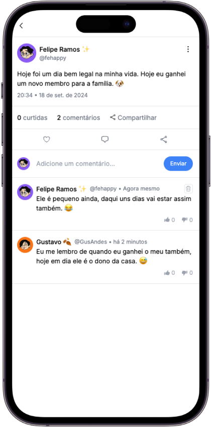 Prévia do app